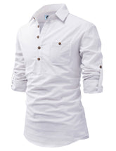 DiAsh Men's Cotton Blend Fabric Full Sleeve Spread Collar Beige Short Kurta