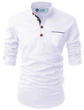 DiAsh Men's Cotton Blend Fabric Full Sleeve Contrast Pocket Black Short Kurta