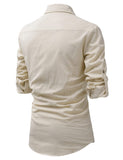 DiAsh Men's Cotton Blend Fabric Full Sleeve Spread Collar Beige Short Kurta