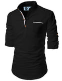 DiAsh Men's Cotton Blend Fabric Full Sleeve Contrast Pocket Black Short Kurta