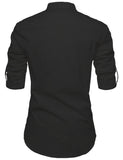 DiAsh Men's Cotton Blend Fabric Full Sleeve Contrast Pocket Black Short Kurta