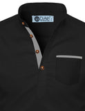 DiAsh Men's Cotton Blend Fabric Full Sleeve Contrast Pocket Black Short Kurta