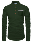 DiAsh Men's Cotton Blend Fabric Full Sleeve Contrast Pocket Black Short Kurta