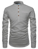DiAsh Men's Cotton Blend Fabric Full Sleeve Contrast Pocket Black Short Kurta