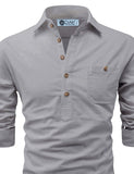 DiAsh Men's Cotton Blend Fabric Full Sleeve Spread Collar Beige Short Kurta
