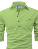 DiAsh Men's Cotton Blend Fabric Full Sleeve Spread Collar Beige Short Kurta