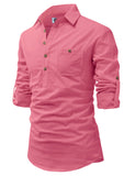 DiAsh Men's Cotton Blend Fabric Full Sleeve Spread Collar Beige Short Kurta