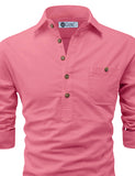DiAsh Men's Cotton Blend Fabric Full Sleeve Spread Collar Beige Short Kurta