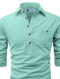 DiAsh Men's Cotton Blend Fabric Full Sleeve Spread Collar Beige Short Kurta
