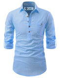 DiAsh Men's Cotton Blend Fabric Full Sleeve Spread Collar Beige Short Kurta