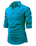 DiAsh Men's Cotton Blend Fabric Full Sleeve Spread Collar Beige Short Kurta