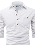 DiAsh Men's Cotton Blend Fabric Full Sleeve Spread Collar Beige Short Kurta