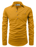 DiAsh Men's Cotton Blend Fabric Full Sleeve Spread Collar Beige Short Kurta