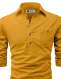 DiAsh Men's Cotton Blend Fabric Full Sleeve Spread Collar Beige Short Kurta